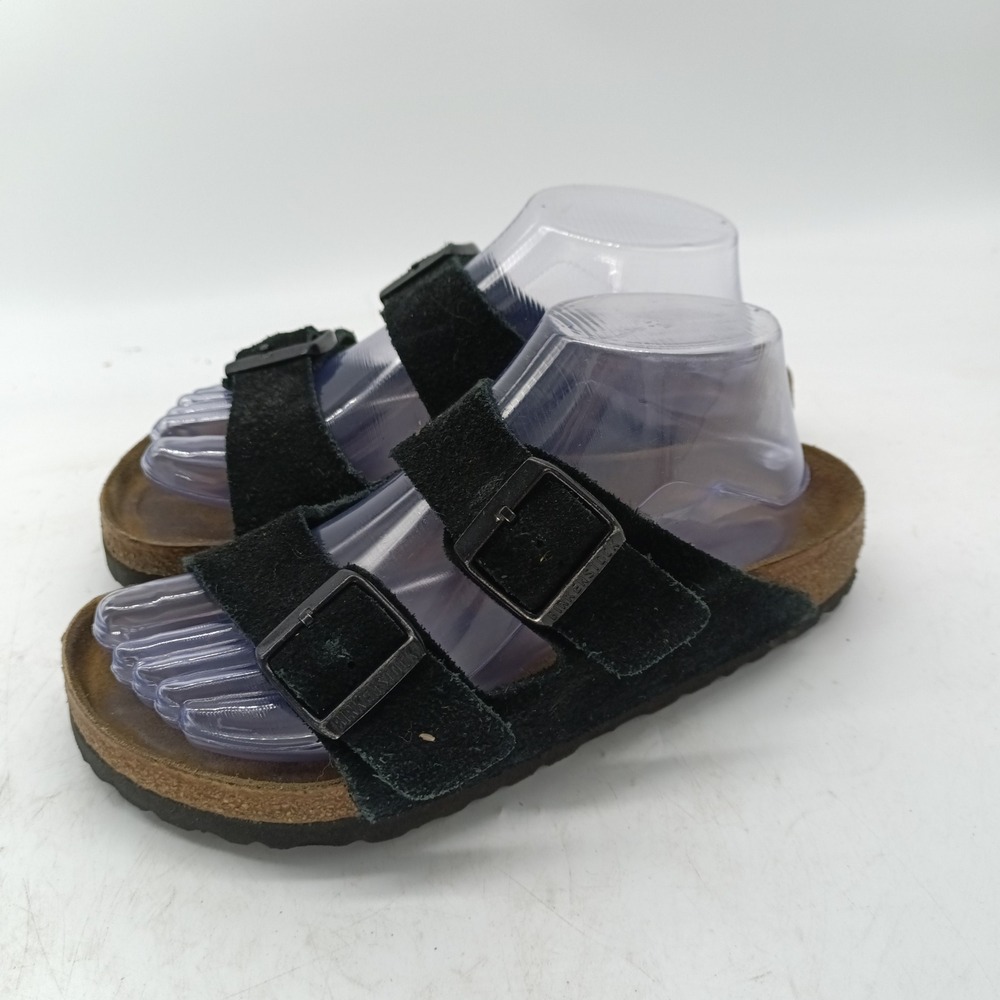 Birkenstock Arizona Black Suede Two Strap Slide Sandals Size 37 L6 M4 bi27